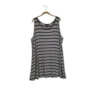 Comfy USA Longline Tunic Tank Minidress Black White Stripe Womens Size 2X